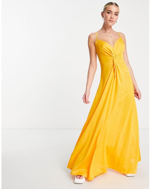 Asos Design twist front cami maxi dress in saffron-