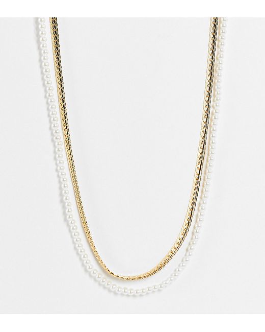 Faded Future faux pearl and chain layered necklace in