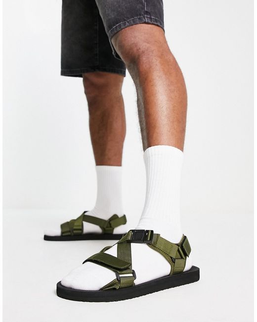 New Look technical sandals in dark khaki-