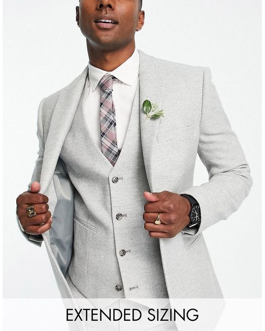 Asos Design wedding super skinny wool mix twill suit jacket in ice