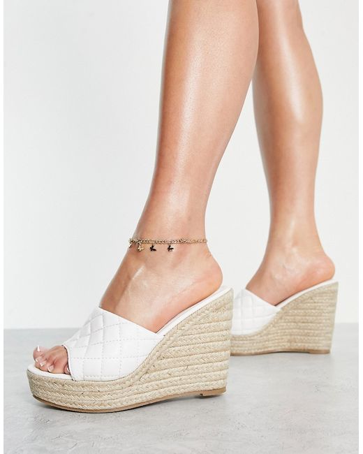 Glamorous quilted espadrille wedge sandals in