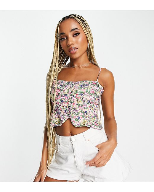 Missguided corset top with button front in floral