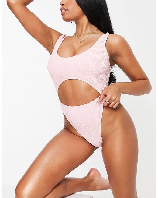 Peek & Beau Fuller Bust Exclusive cut out swimsuit with tie detail in scrunch