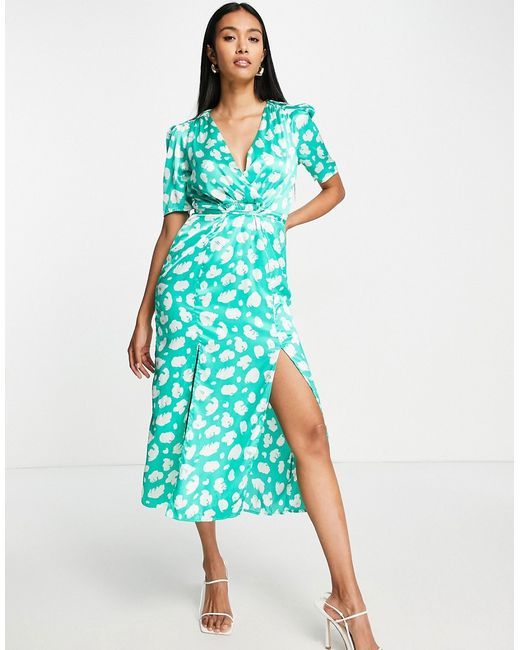 French Connection tie back midi dress in smudge spot