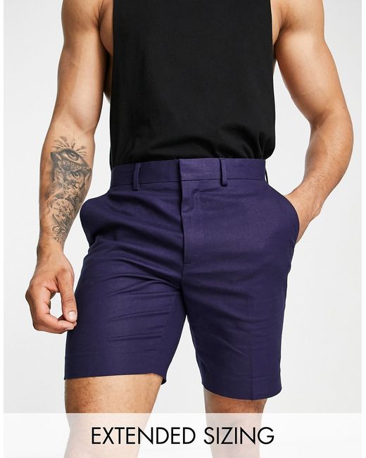 Asos Design smart skinny linen mix shorts in