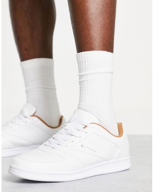 Ben Sherman minimal lace up sneakers in and beige