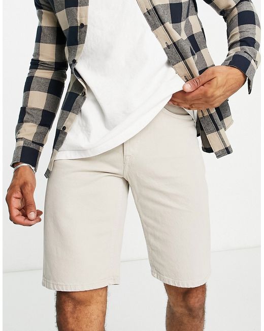 Only & Sons loose fit denim shorts in off