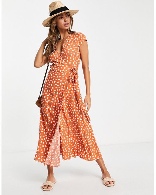 Other Stories wrap front maxi dress in print