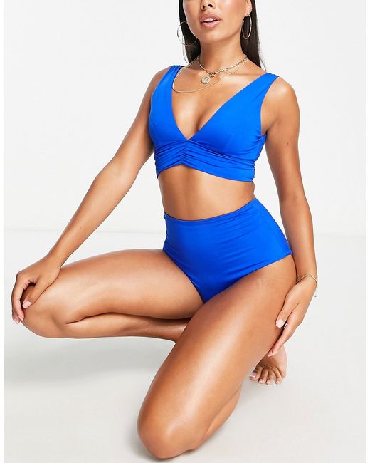 Asos Design mix and match high leg waist bikini bottom in cobalt