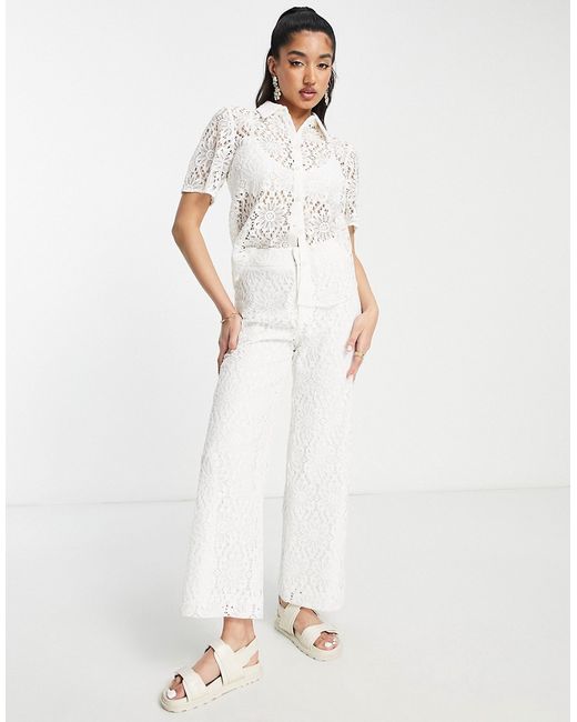 Other Stories lace wide leg pants in off part of a set