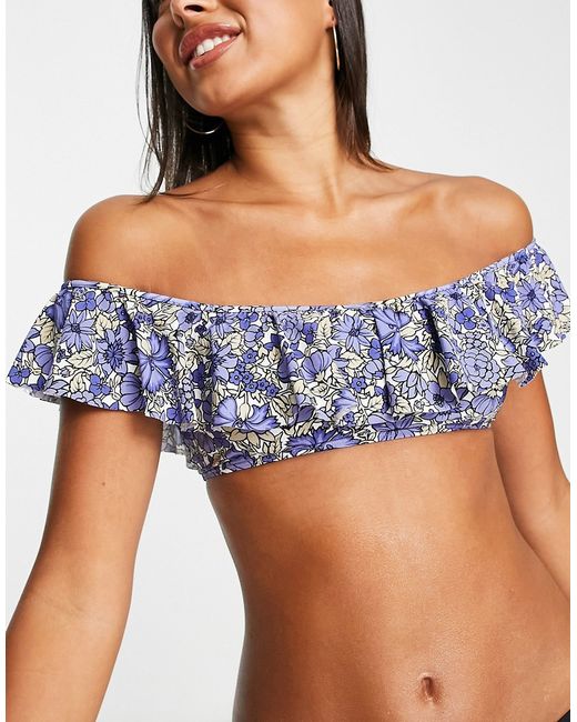Other Stories frill bandeau bikini top in floral print