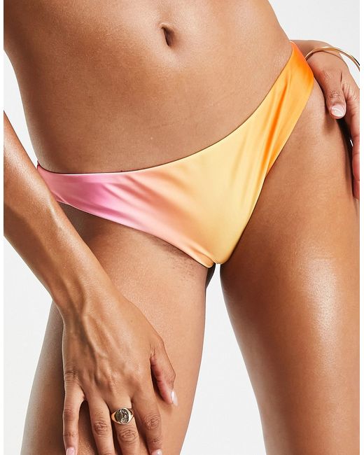 Weekday polyester blend bikini bottoms in pink and orange ombre-