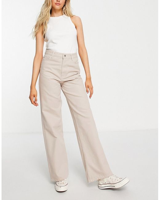 New Look wide leg jeans in stone-