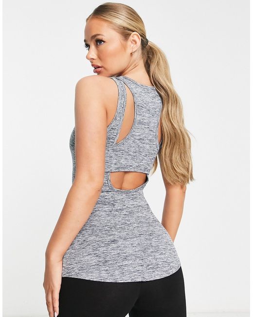 Asos 4505 tank top with open back detail in heather-