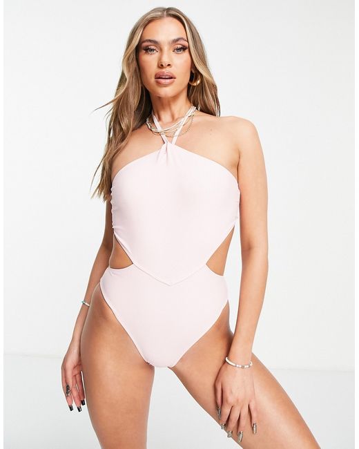 Unique21 high neck cut out swimsuit in