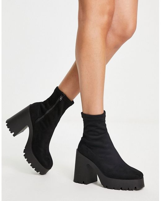 Asos Design Evolve high heeled cleated sock boots in