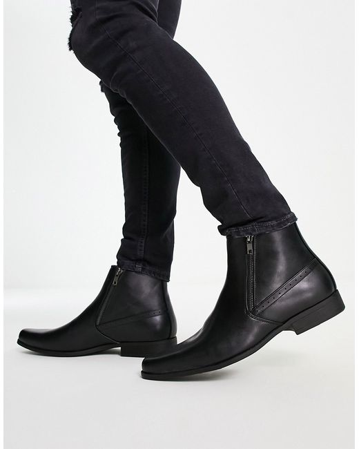 Asos Design chelsea boots in faux leather with zips