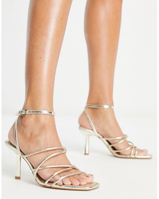 Stradivarius strappy heeled sandal with squared toe in
