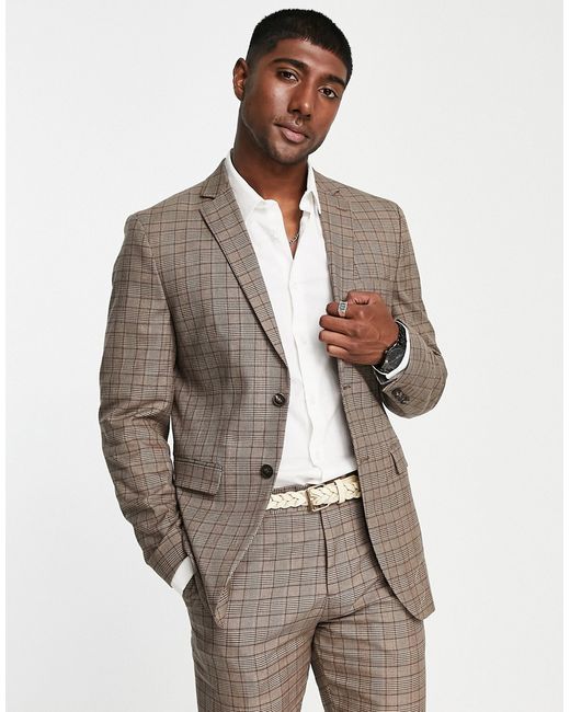 Selected Homme Slim Fit Suit Jacket In Check