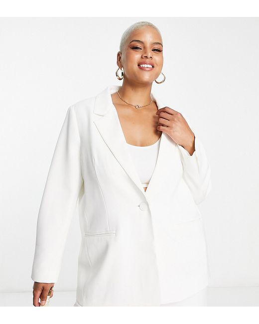 Ever New Curve Bridal oversized suit blazer in ivory part of a set-