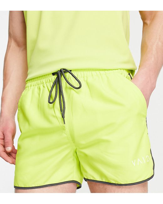 Vai21 runner swim shorts with bound edge in lime
