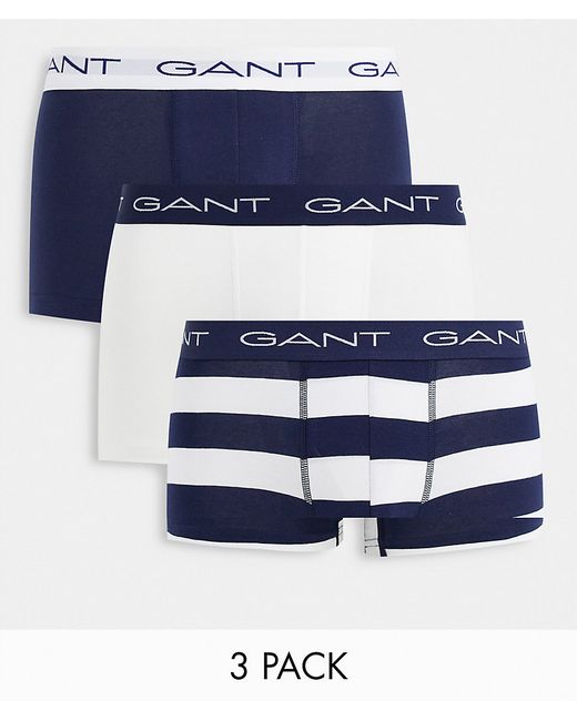 Gant 3 pack trunks in white with stripe and logo waistband