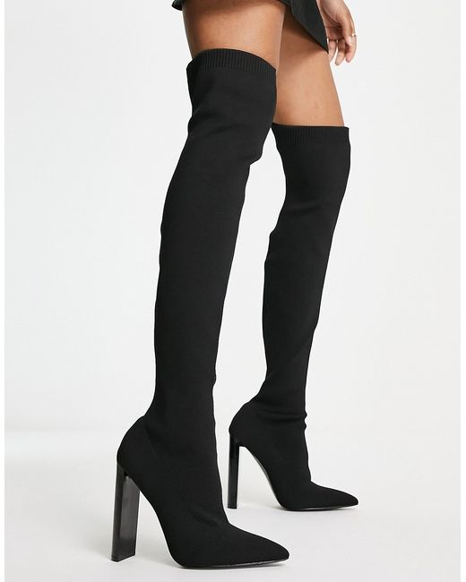 Asos Design Kylee high-heeled knitted over the knee boots in