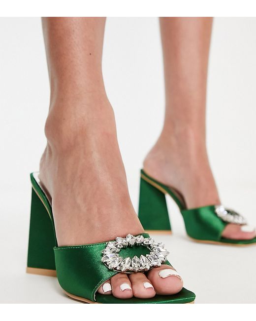 Be Mine Mercyy mules with embellishment in emerald-