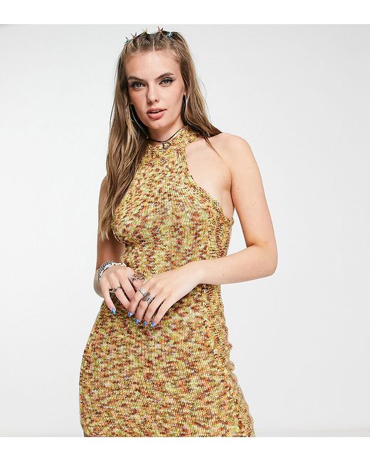Collusion knit halter neck dress in space dye yarn