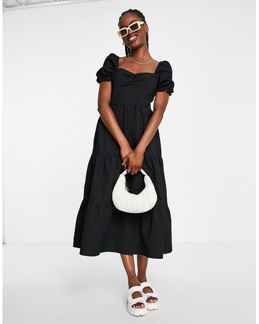 The Frolic milkmaid maxi smock dress in textured