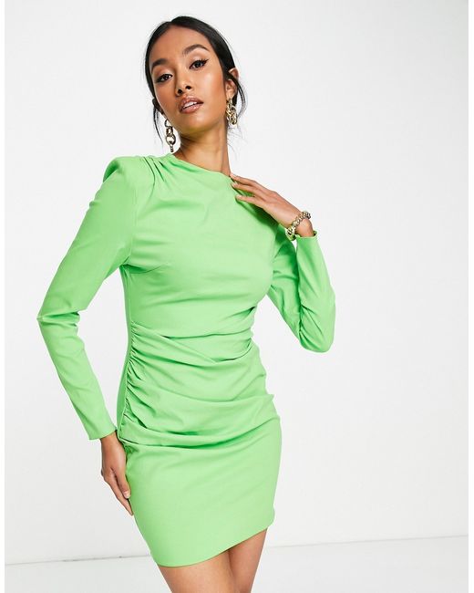 Asos Design long sleeve structured mini dress with pleat detail in