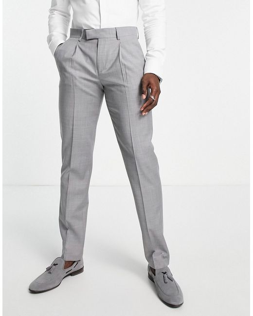Noak slim suit pants in ice Super-120s fine pure melange