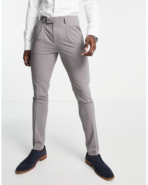 Noak Tower Hill skinny suit pants in worsted wool blend with four way stretch