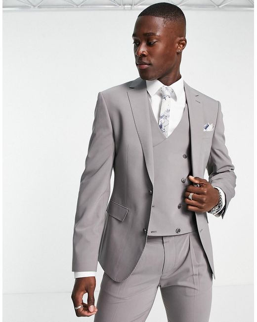 Noak Tower Hill skinny suit jacket in worsted wool blend with four way stretch