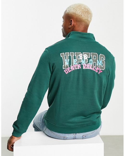 Bolongaro Trevor half zip sweater with back print in khaki-