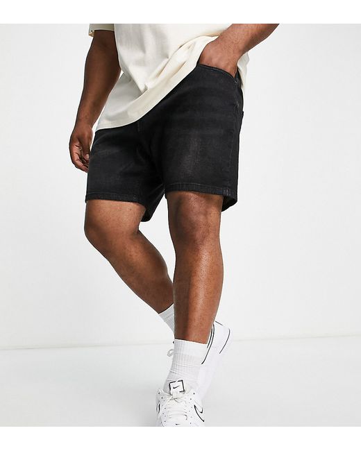 Don't Think Twice DTT Plus slim fit denim shorts in washed