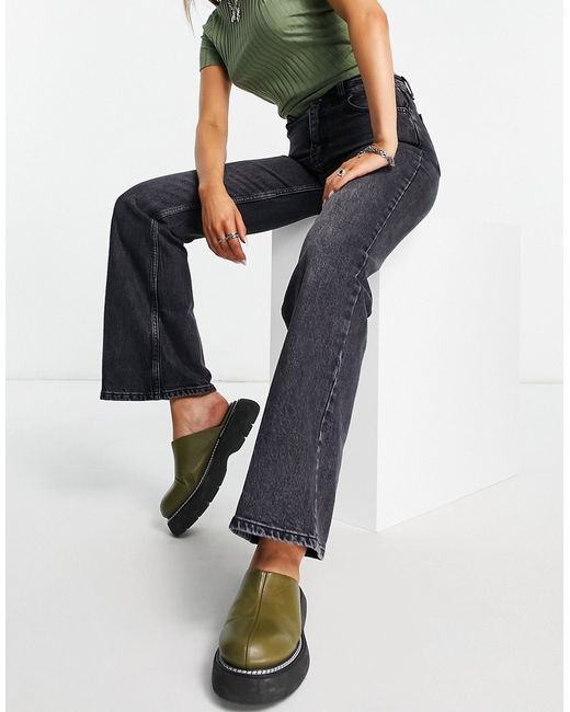 TopShop relaxed flare cotton jean in washed