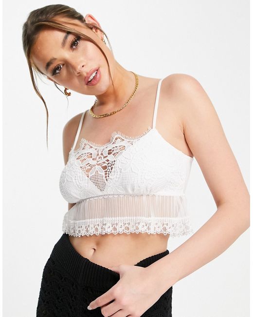 Miss Selfridge lace frill cami in