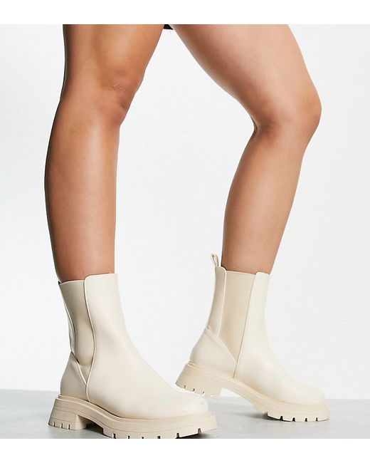 Asos Design Wide Fit Alfie chunky chelsea boots in off--