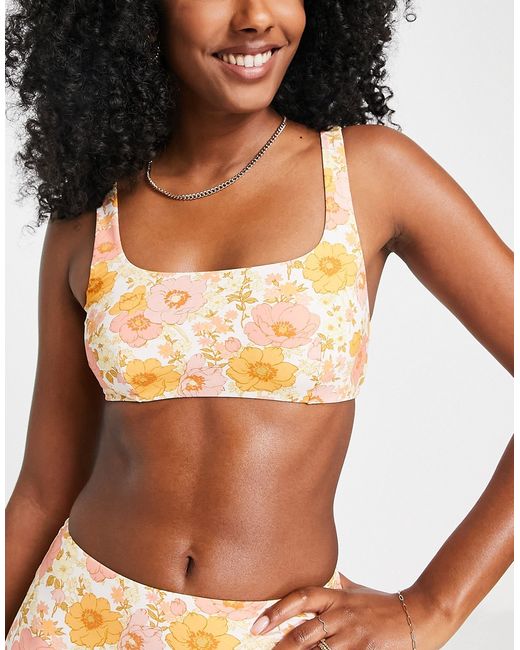 Other Stories square neck bikini top in 70s floral print-