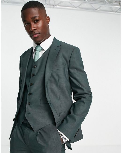 Noak Camden skinny suit jacket in forest with two-way stretch