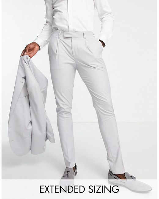 Noak Camden skinny suit pants in light with two-way stretch