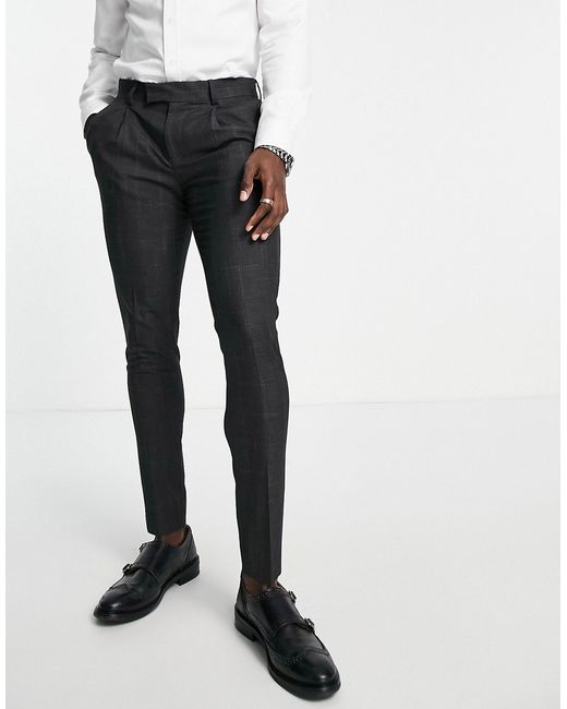 Noak super skinny suit pants in crosshatch with four-way stretch
