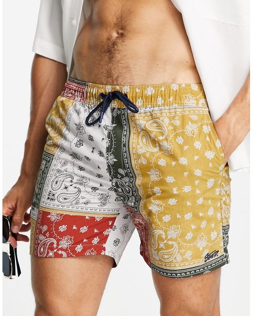 Pull & Bear bandana print swim shorts in