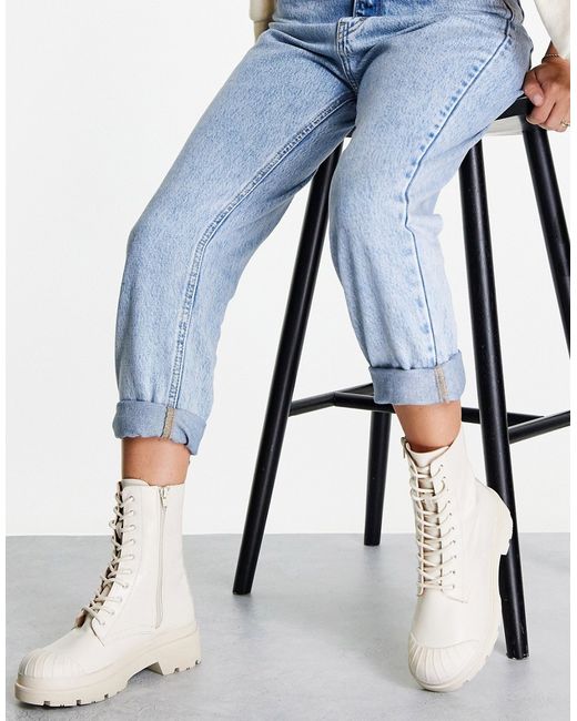 Public Desire Counter lace up boots in ecru-