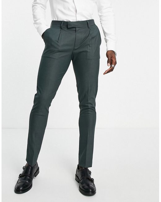 Noak Camden skinny suit pants in forest with two-way stretch