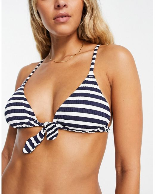 Other Stories triangle bikini top in stripe