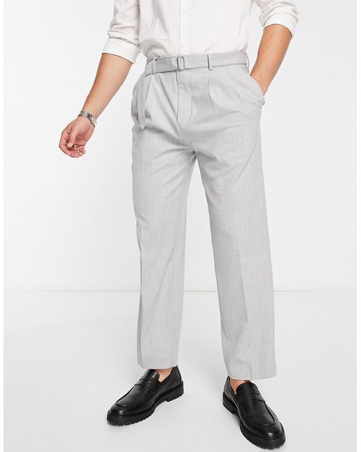 River Island tapered belted smart pants in