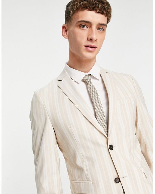 Selected Homme slim fit suit jacket in summer stripe-
