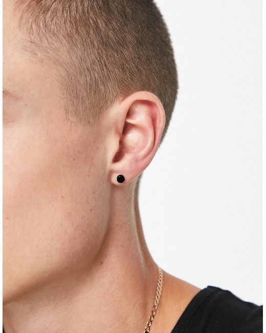 Asos Design waterproof 15mm slim plug earrings in